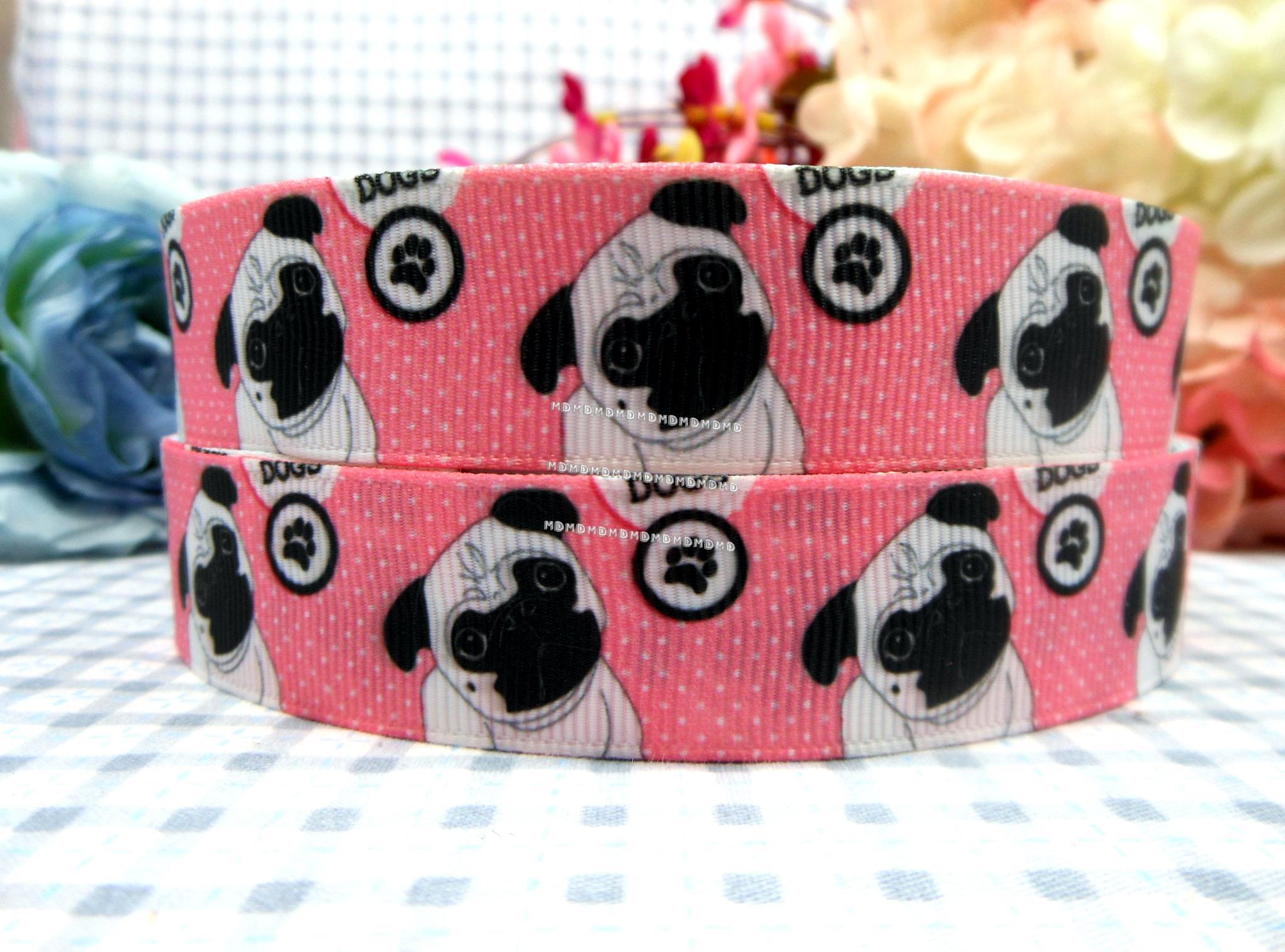  ҵ μ   ȭ Grosgrain  22mm 16mm 25mm 38mm 75mm DIY   Ź ׼/French Bulldog Printed  Ribbon Dog Cartoon Grosgrain Ribbon 22mm 16mm 2